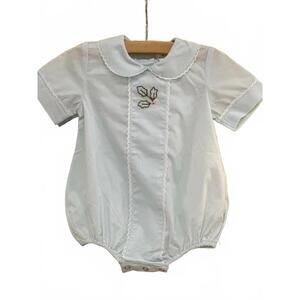 NEW LULU BEBE boy's embroidered bubble in mint mistletoe